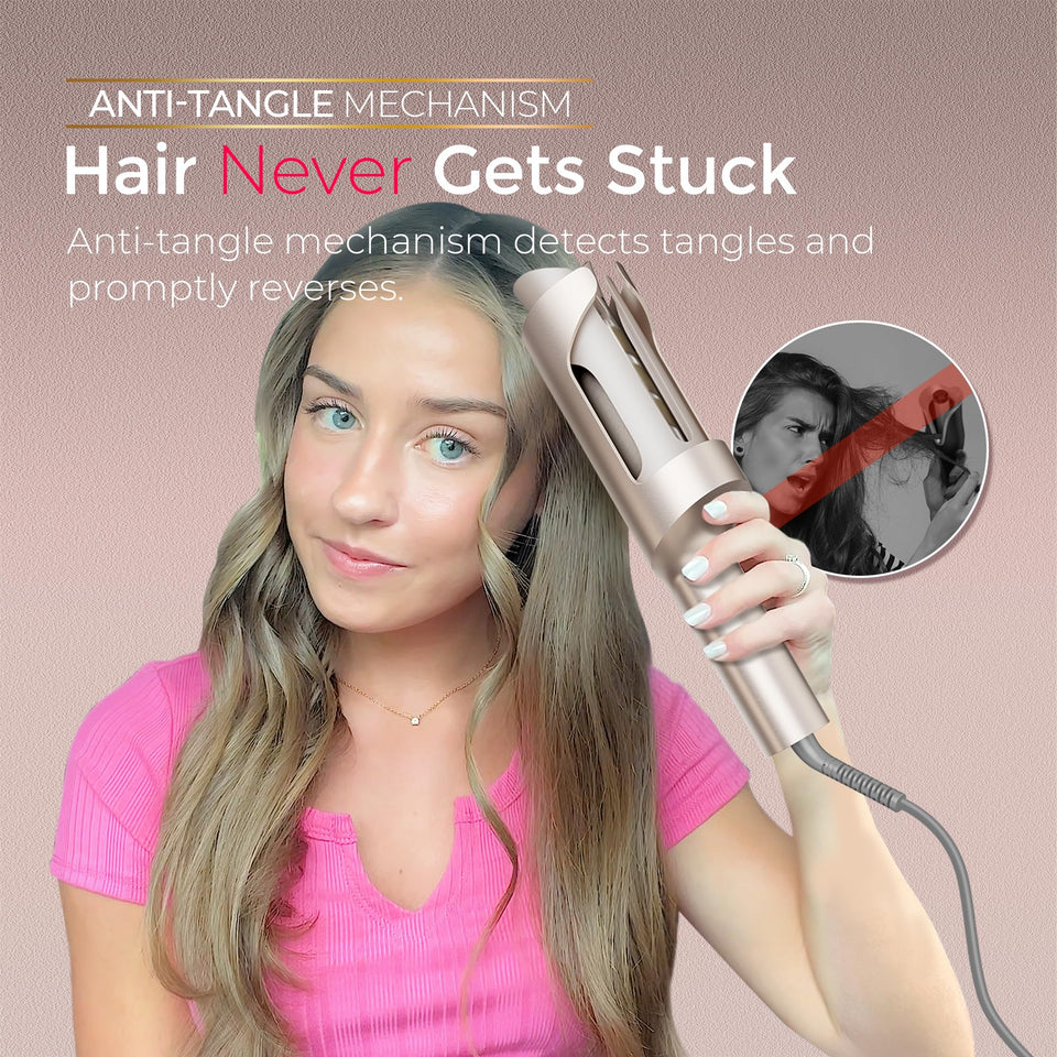 TYMO CurlPro Plus Ceramic Automatic Hair Curler with Anti-Scald Design for Long Hair Women Gold