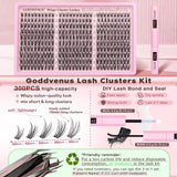 Goddvenus Lash Clusters Kit 300 Piece Wispy DIY Eyelash Extensions C Curl 10-16mm Natural Look
