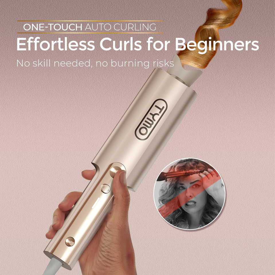 TYMO CurlPro Plus Ceramic Automatic Hair Curler with Anti-Scald Design for Long Hair Women Gold