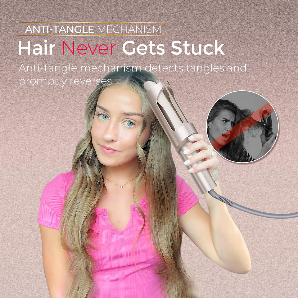 TYMO CurlPro Plus Ceramic Automatic Hair Curler with Anti-Scald Design for Long Hair Women Gold