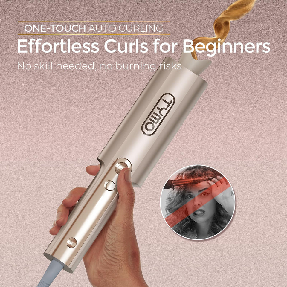 TYMO CurlPro Plus Ceramic Automatic Hair Curler with Anti-Scald Design for Long Hair Women Gold