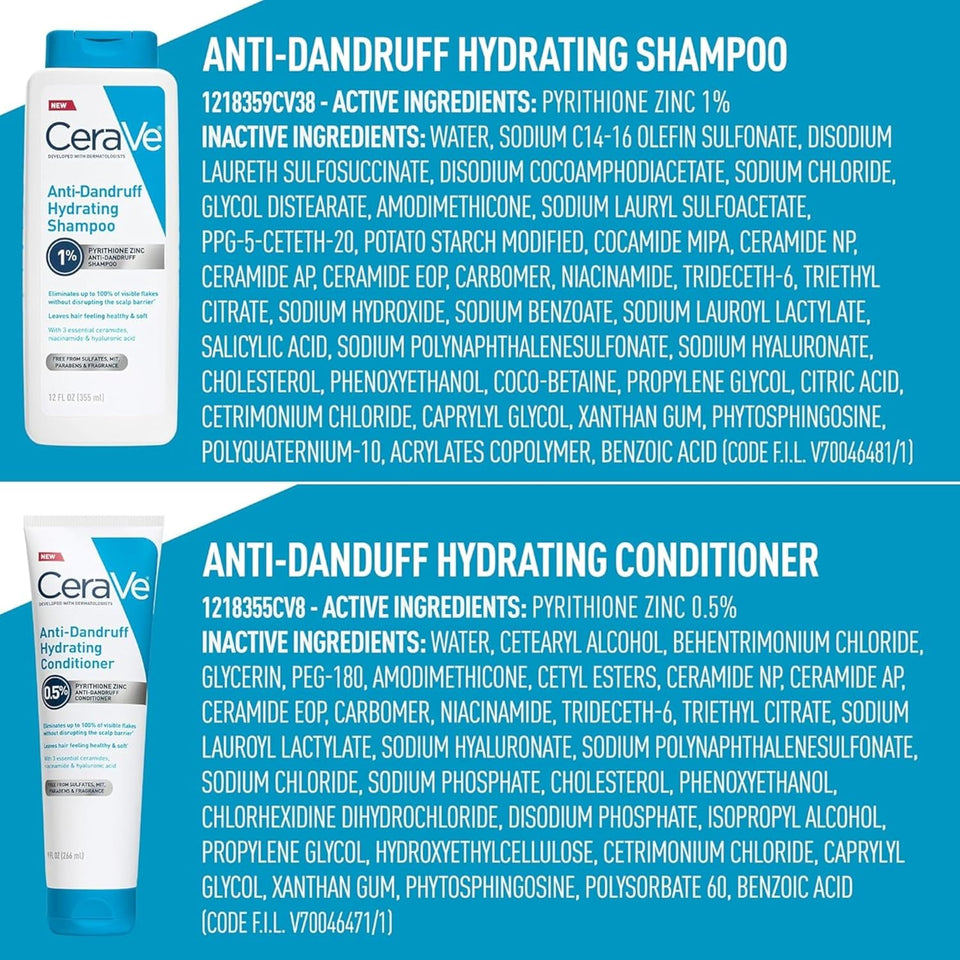 CeraVe Anti Dandruff Shampoo for Flake Removal Itchy Scalp Relief and Deep Hydration Care